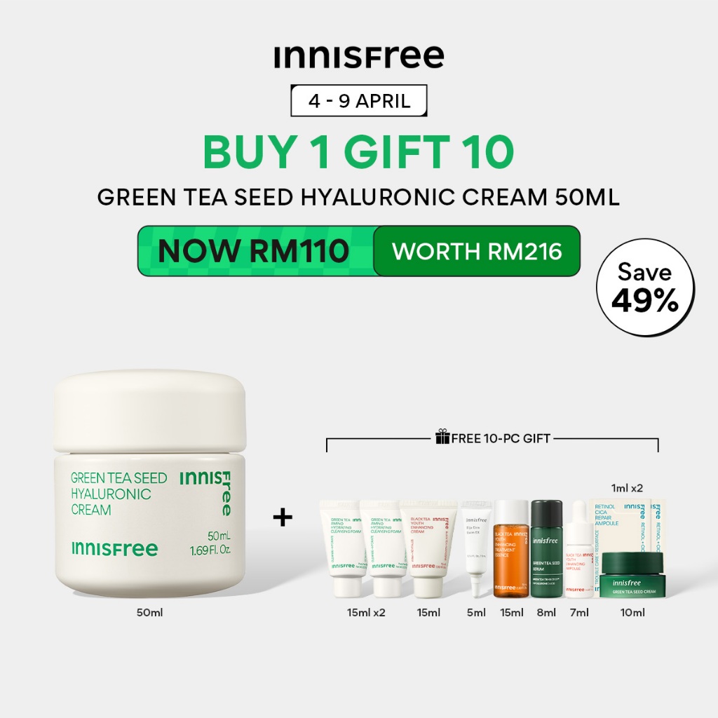 4 9 Apr Only Innisfree Green Tea Seed Hyaluronic Cream 50ml Shopee Malaysia 7265