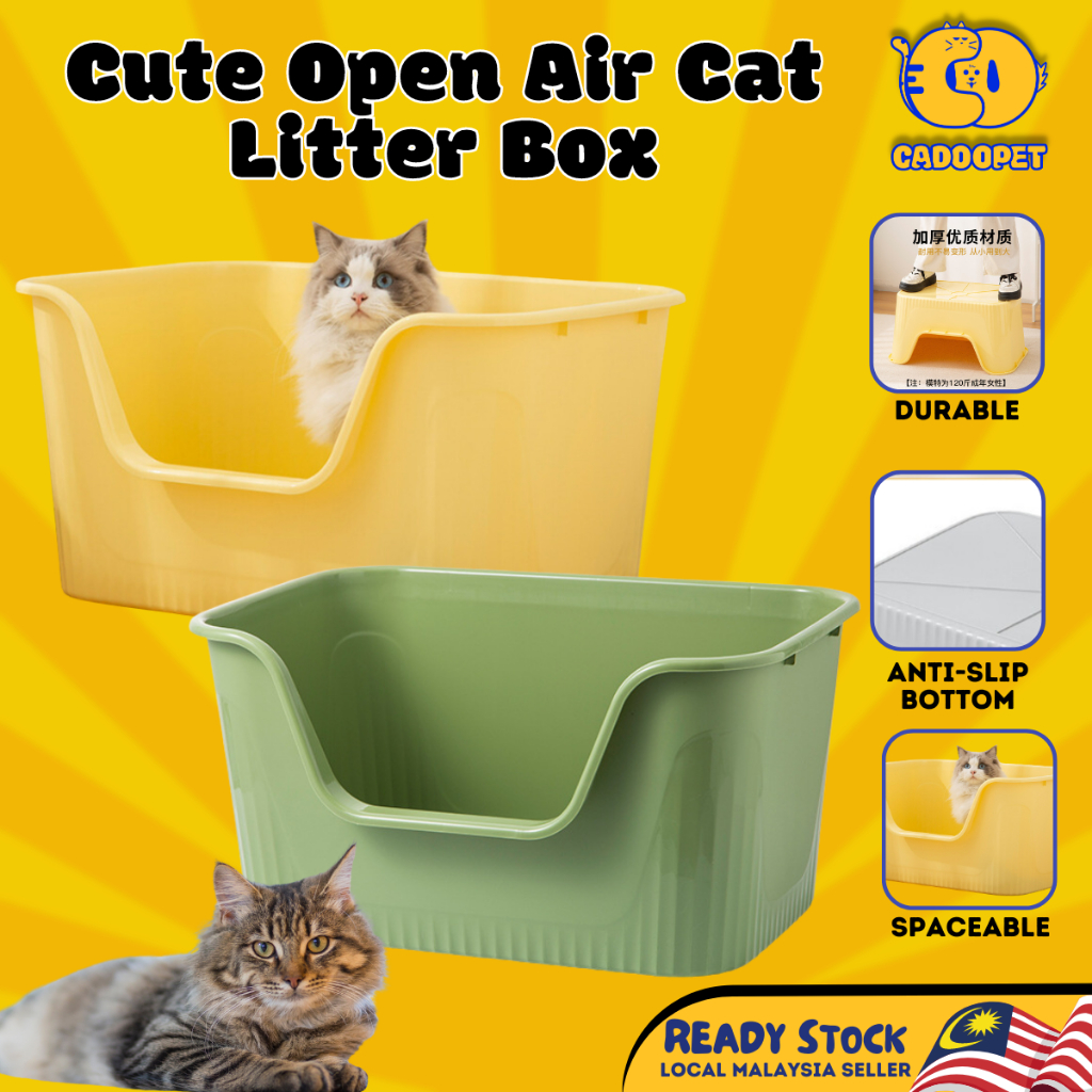 Xtra Large Deep Cute Open Air Cat Litter Box Deeper Antisplash Giant
