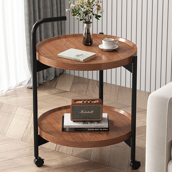 Medieval Nordic style sofa side table black bedside table light luxury ...