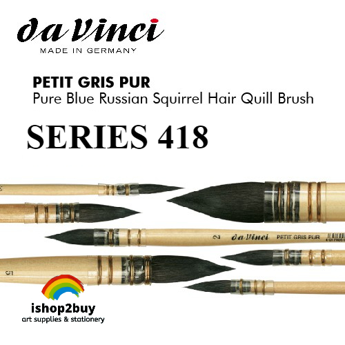 Pincel De Acuarela Da Vinci Serie 418 | Pelo De Ardilla Azul Ruso | Tamaño Pequeño | Hecho A Mano En Alemania