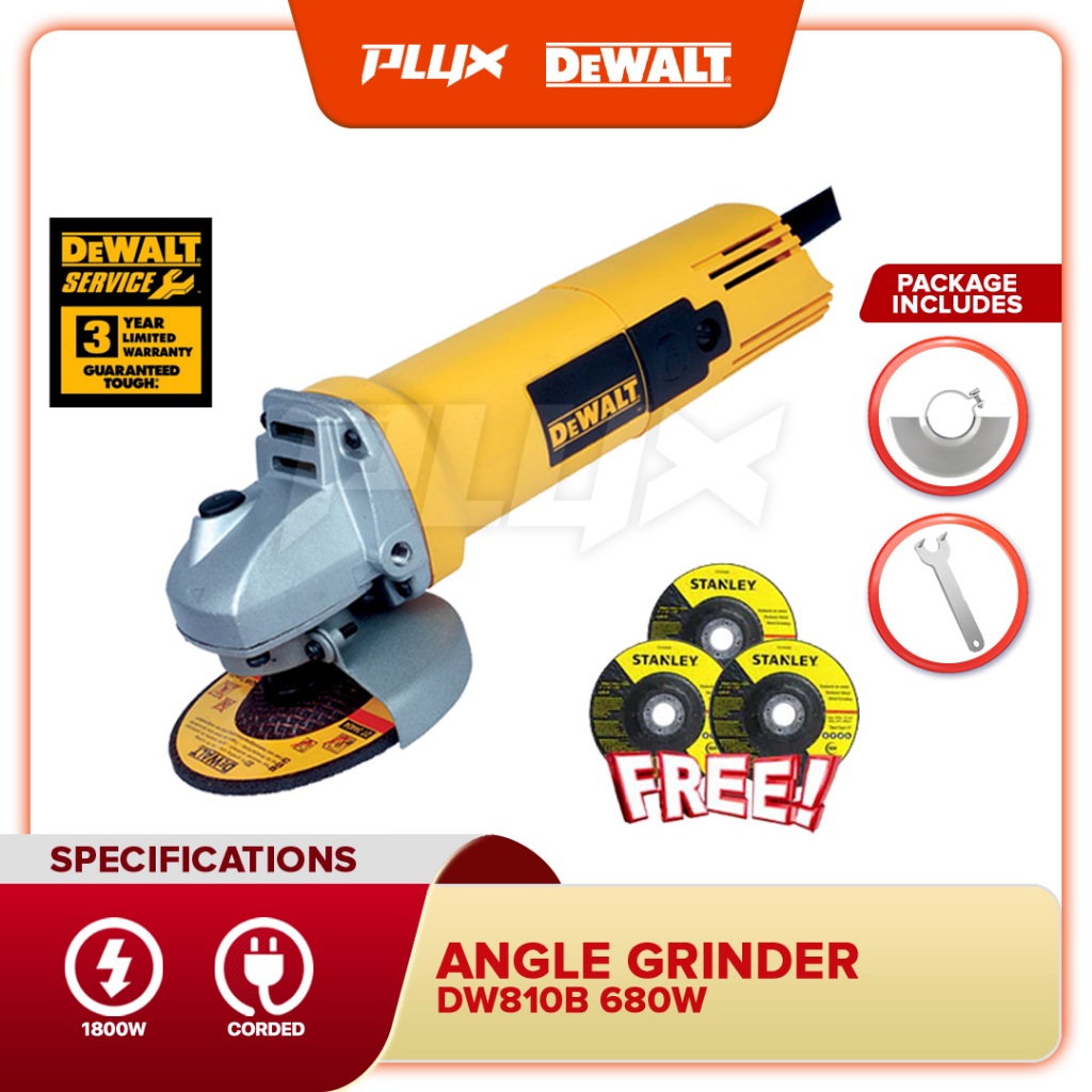 DEWALT DW810B-XD 680W 4 / 100mm Toggle Switch Angle Grinder (DW810B ...