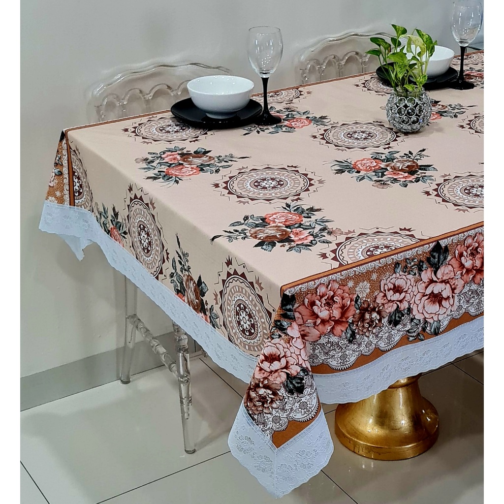 Alas Meja Makan Ekonomi 6 Kerusi Renda Pvc 137cm X 180cm Table Cloth