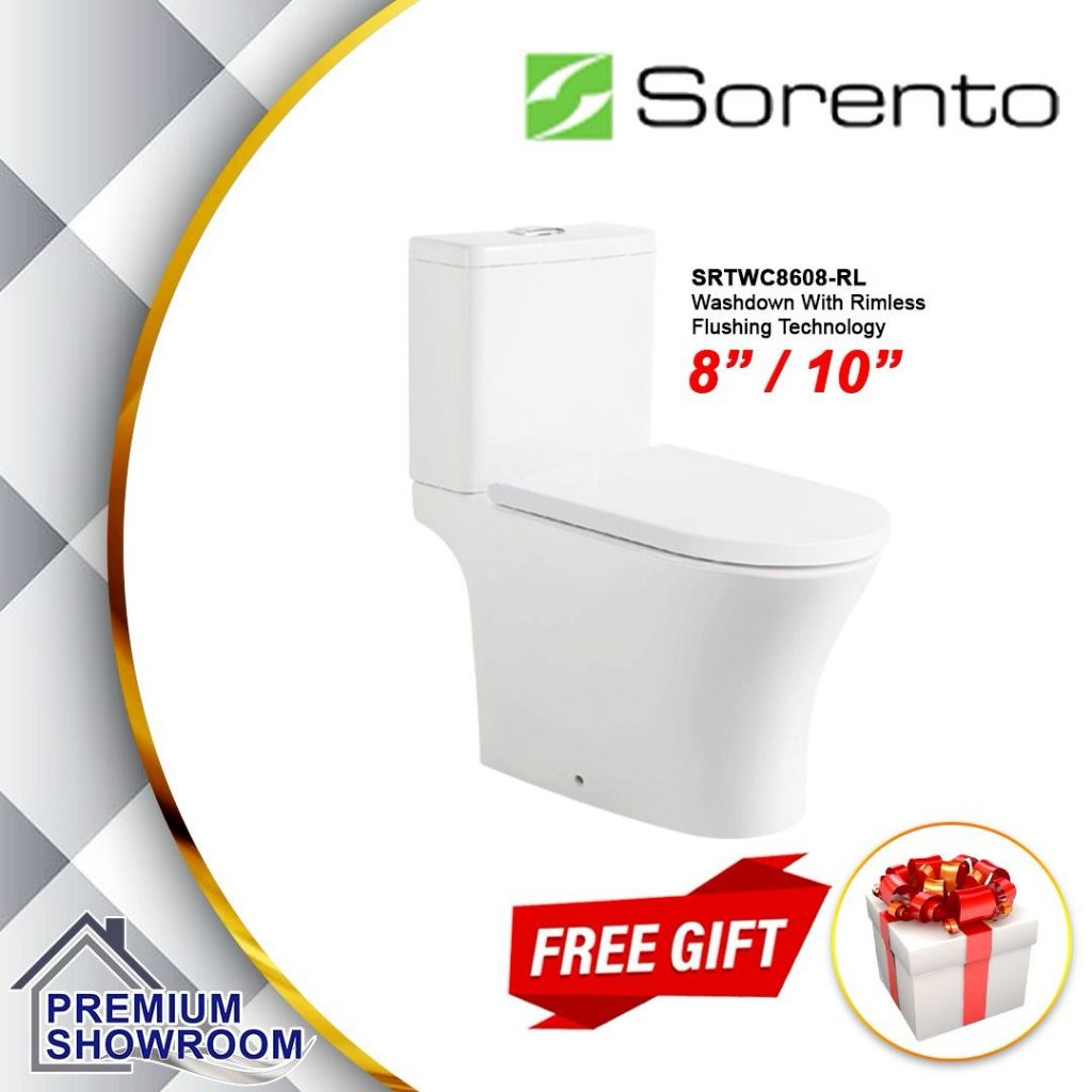 SORENTO SRTWC8608-RL Two Piece Close Coupled WC Water Closet Toilet ...