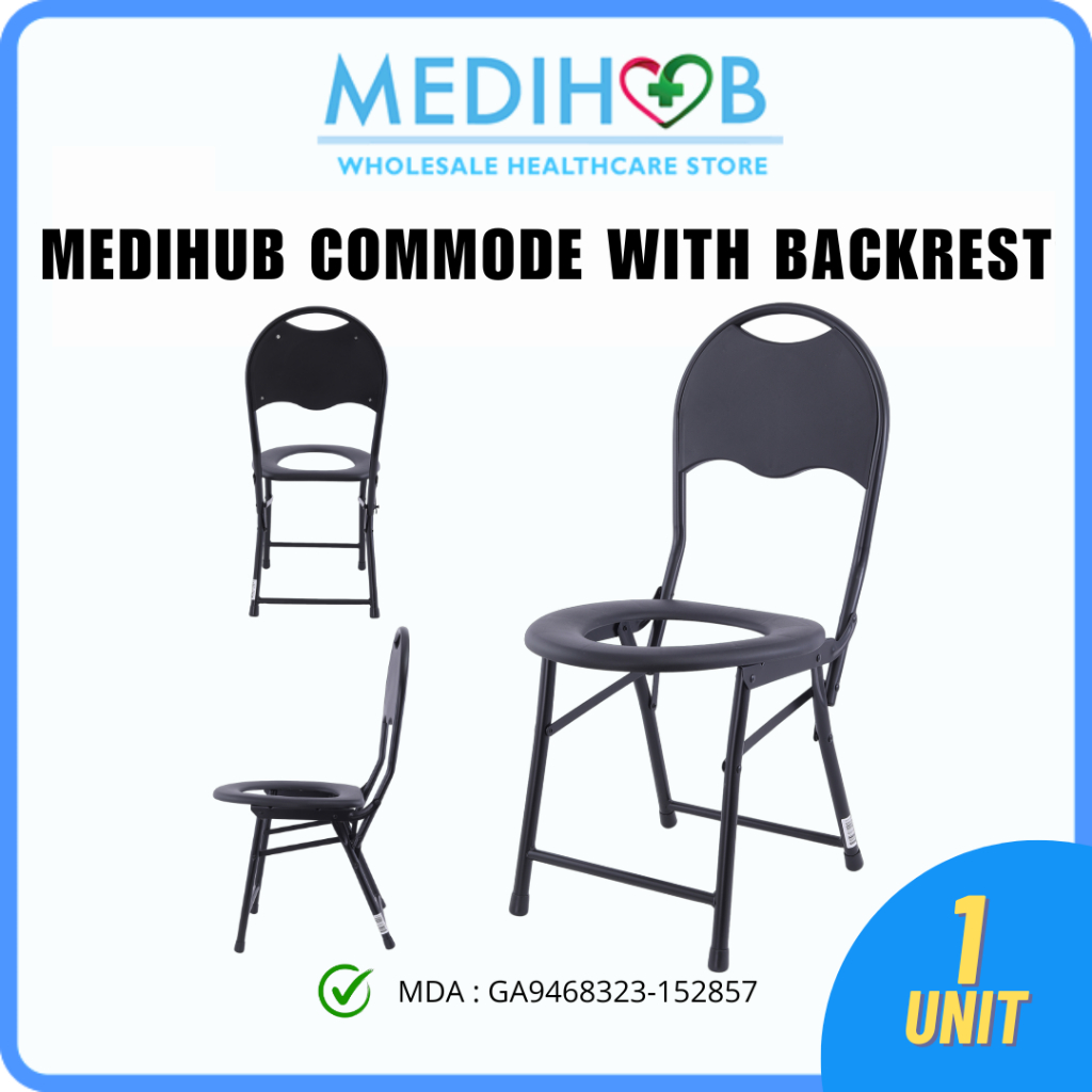 [MDA APPROVED] MEDIHUB Support Backrest Collapsible Commode Chair for ...