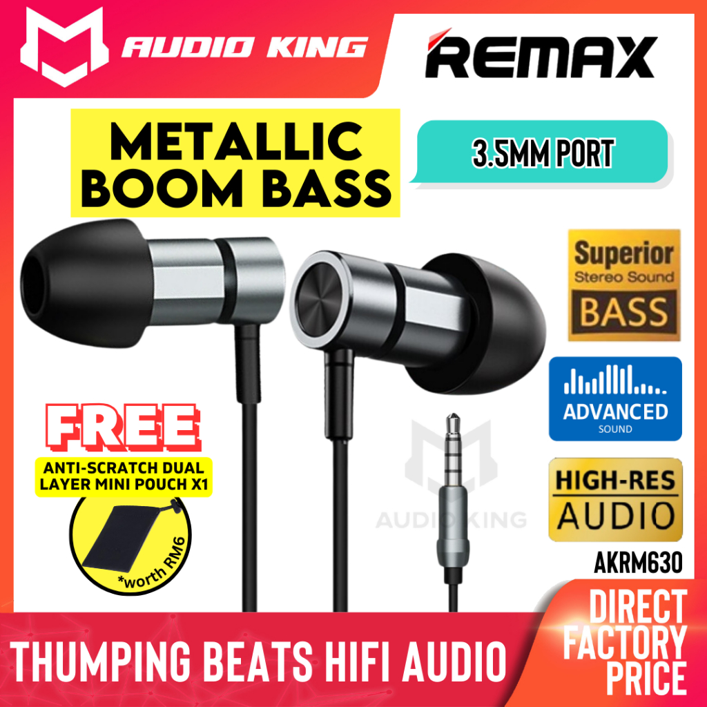 REMAX Super Bass Earphone 3.5 mm Noise Isolating Ye Fon Telinga In Ear ...