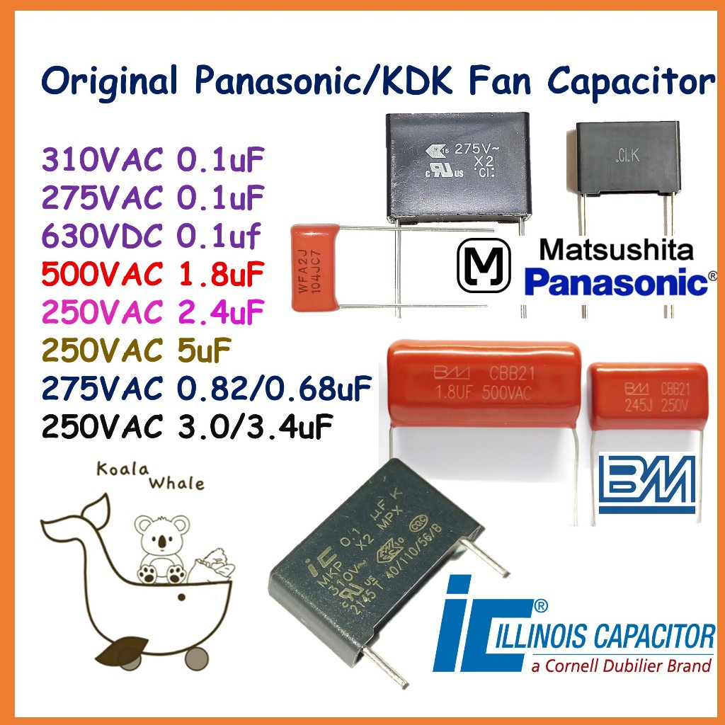 Original Panasonic KDK Fan Capacitor Kapasitor Kipas 250V 3uF 0.1uF 1 ...