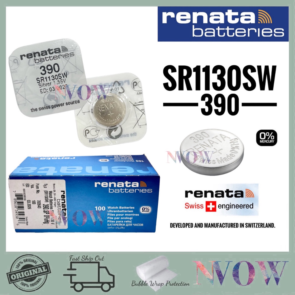Renata 390 SR1130SW - Lot De 10 Piles Bouton Pour Montres 1,55V - Fiables Et Durables