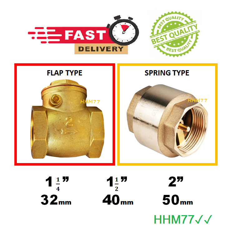Heavy Brass Non Return Valve Vertical Check Spring One-way Check Water ...