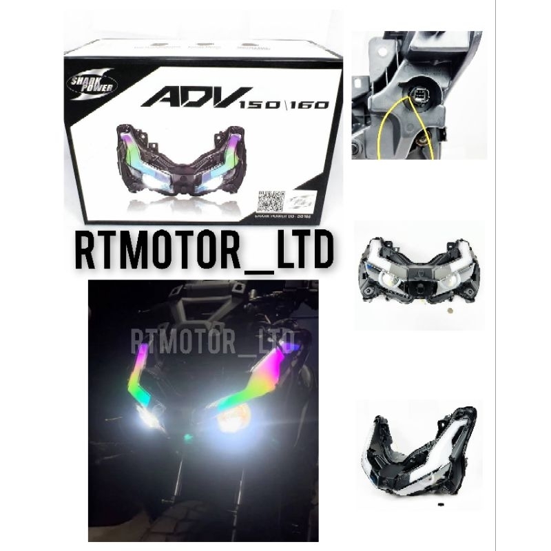 HONDA ADV150 ADV160 HEAD LAMP LED RGB STROBE HEADLIGHTS EAGLE EYE LED ...