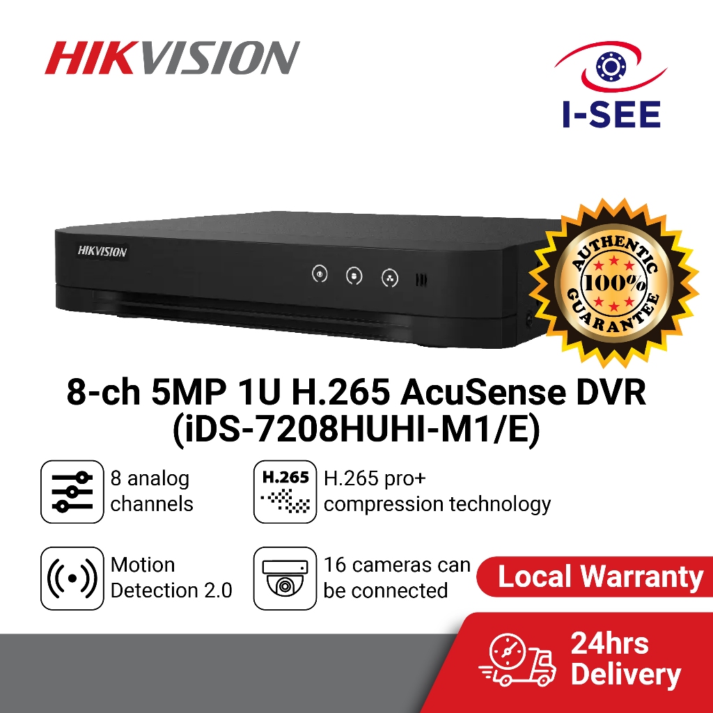 [Authentic] Hikvision 8 channel 5MP 1U H.265 AcuSense DVR CCTV Digital ...