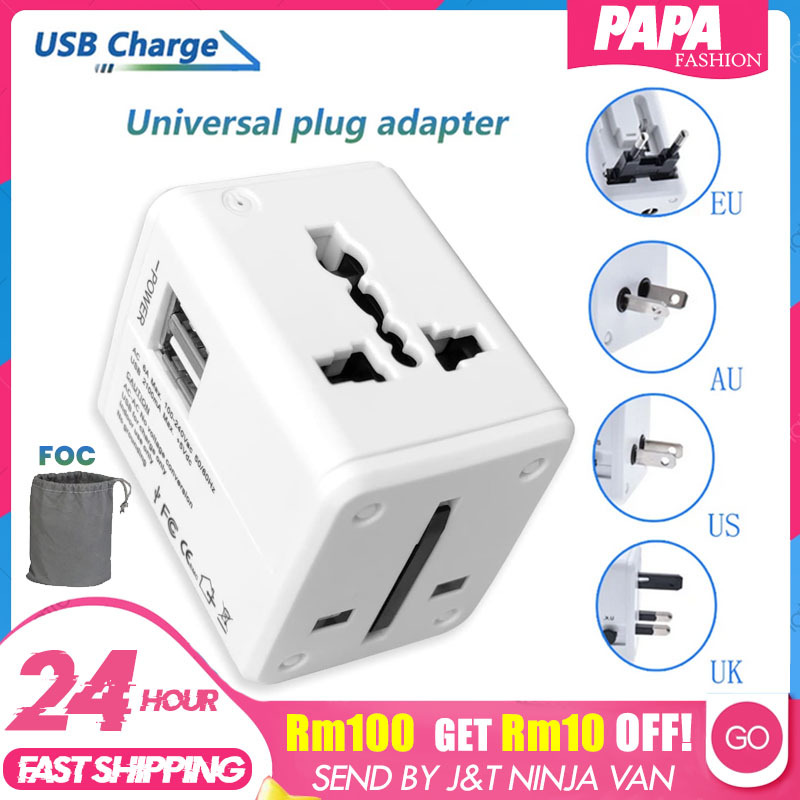 Universal Adapter Travel Plug International Adapter With Dual USB ...