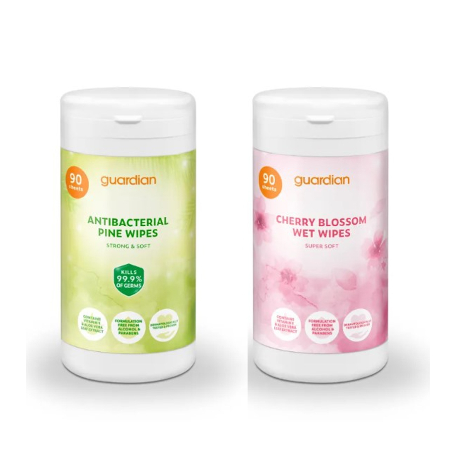 Guardian Antibacterial Wipes 90s (Cherry Blossom/Pine) Hand & Face ...