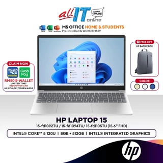 HP Laptop 15-fd1092TU /1094/1105 15.6" Laptop (Intel® Core™ 5 120U | 8GB | 512GB SSD | Intel® Integrated Graphics | H&S)