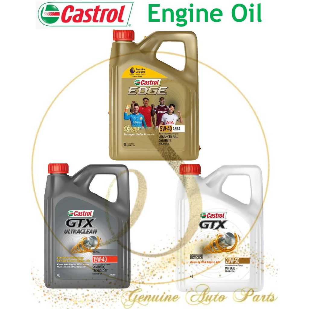 (100% ORIGINAL) CASTROL ENGINE OIL 4L EDGE 5W-40 5W40 MAGNATEC 10W-40 ...