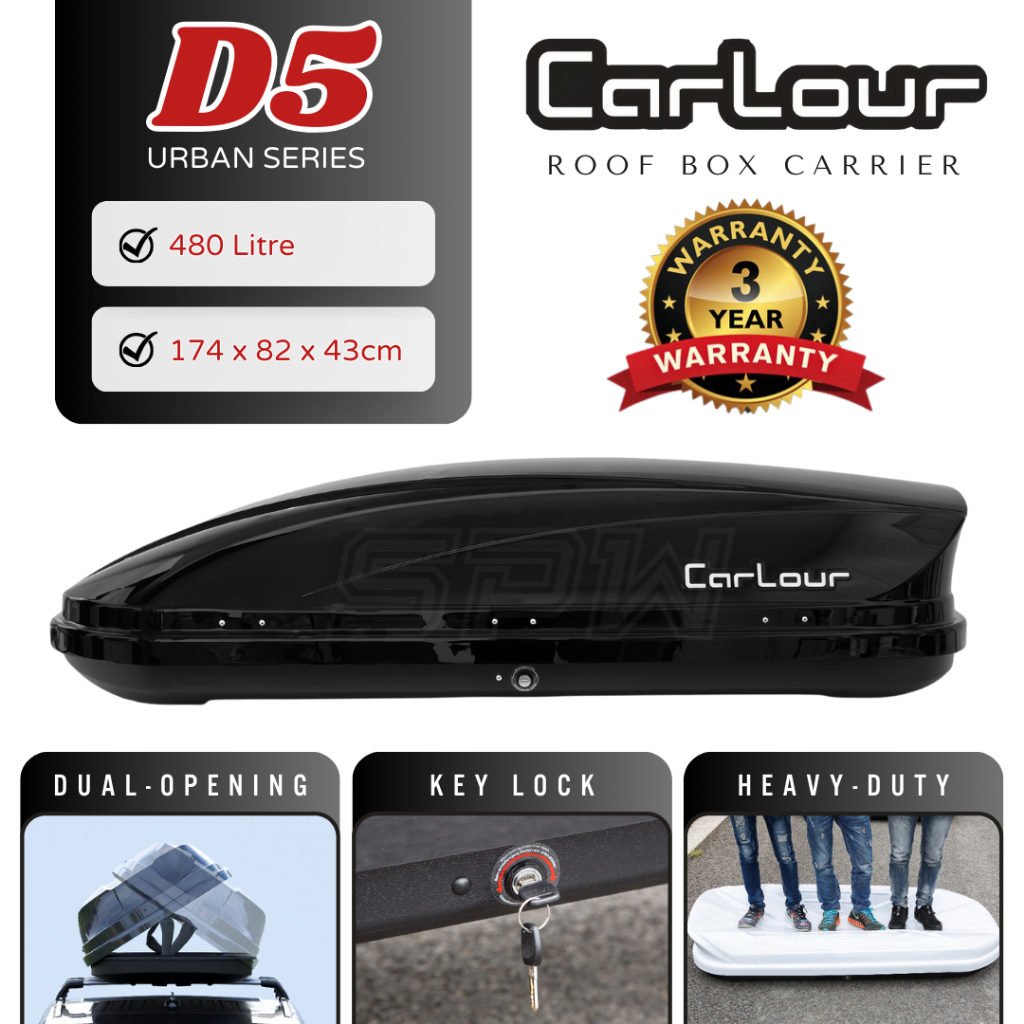 CARLOUR (D5) Roof Box 480L Slim Design Roofbox Roof Luggage Carrier 480 Litre Top Cargo Box