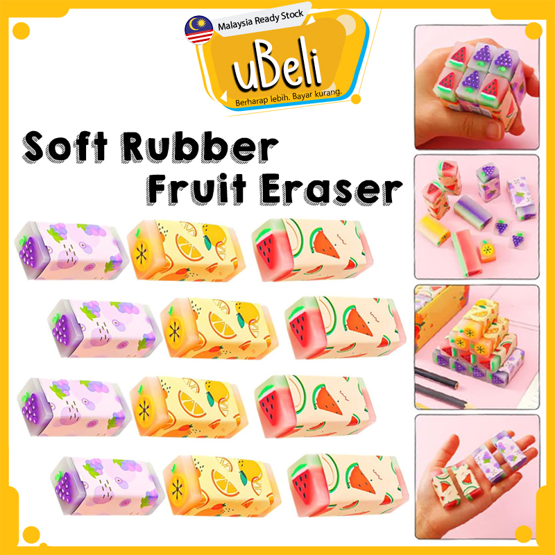 [uBeli] Pemadam Soft Rubber Eraser Fruit Pattern Cute Mini Eraser ...