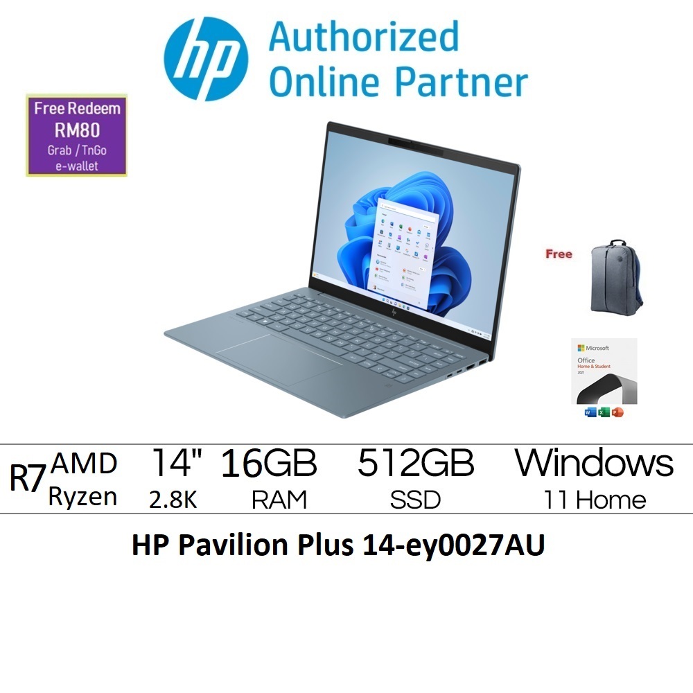 HP Pavilion Plus 14-ey0027AU blue [Redeem RM80 T&Go eWallet] | Shopee ...