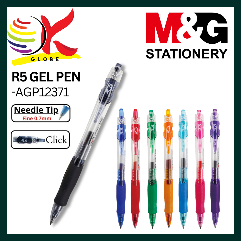 M&G R5 GEL PEN 0.7MM AGP12371 RETRACTABLE RUBBER GRIP WATER BASED GEL ...