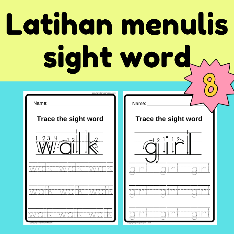 [60-8] Latihan menulis sight word | sight word writing worksheet (8/11 ...