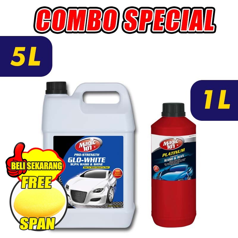 Magic 101 Pro-Strength Glo-White Car Wash & Shine 5 Litre + Magic101 ...