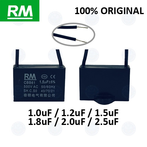 RM Fan Capacitor CBB61 500VAC 1.0 2.5 uF Kapasitor Kipas Compatible