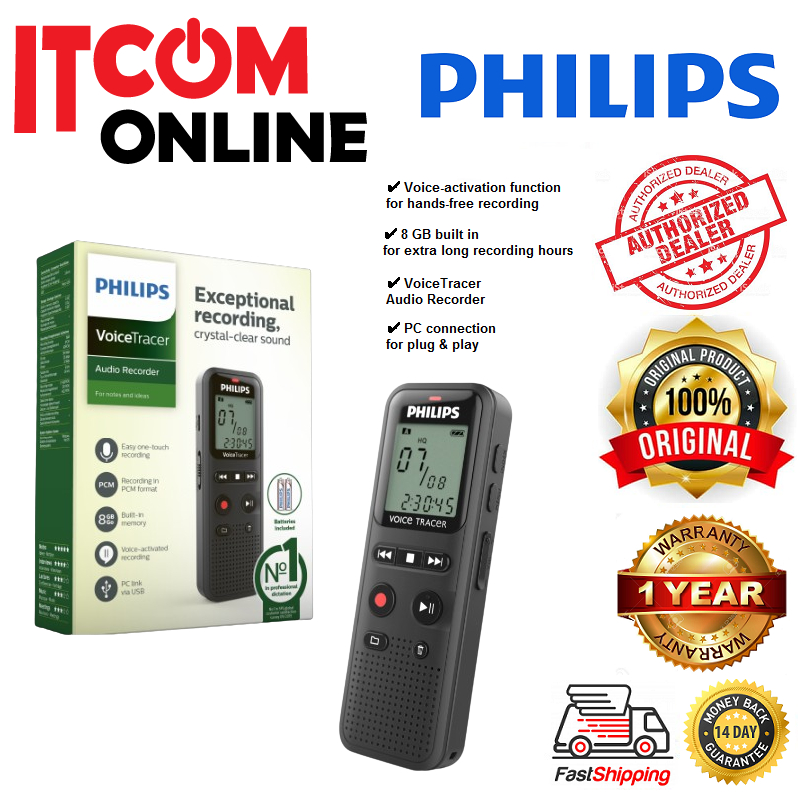 PHILIPS DVT1160 BUILTIN 8GB DIGITAL VOICE RECORDER BLACK Shopee Malaysia
