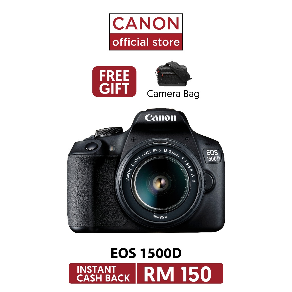 Canon Camera EOS 1500D Kit (EF S1855 IS II)[Free Camera Bag] Shopee