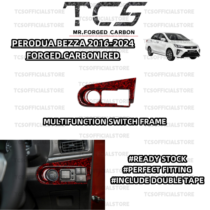 TCS PERODUA BEZZA 2016-2024 NEW COLOR FORGED CARBON RED CAR INTERIOR ...
