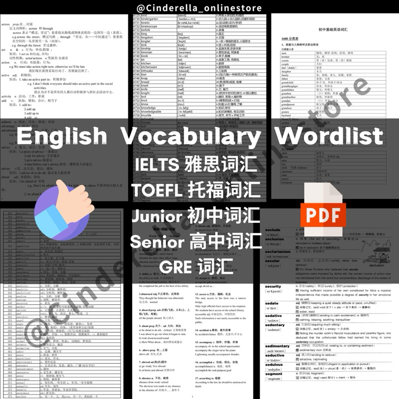 A123_📃IELTS TOEFL GRE 英文词汇English Vocabulary｜Secondary Junior Senior ...