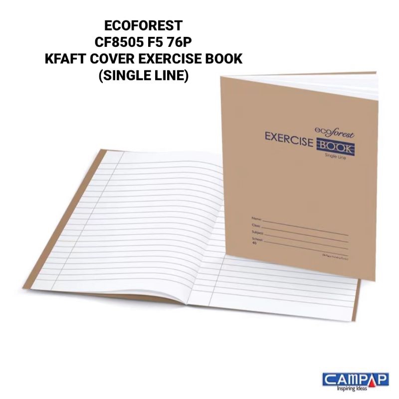 (1PKT) ECOFOREST CF8505 F5 76P [ Single Line ] Kraft Cover Exercise ...