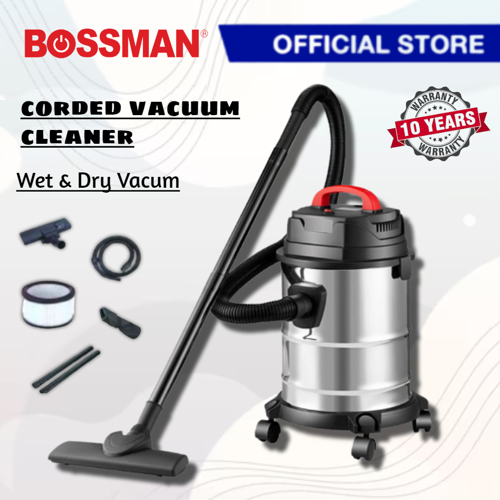 Bossman Vacuum Cleaner 3in1 Dry / Wet Vacuum Stainless Steel Heavy Duty ...