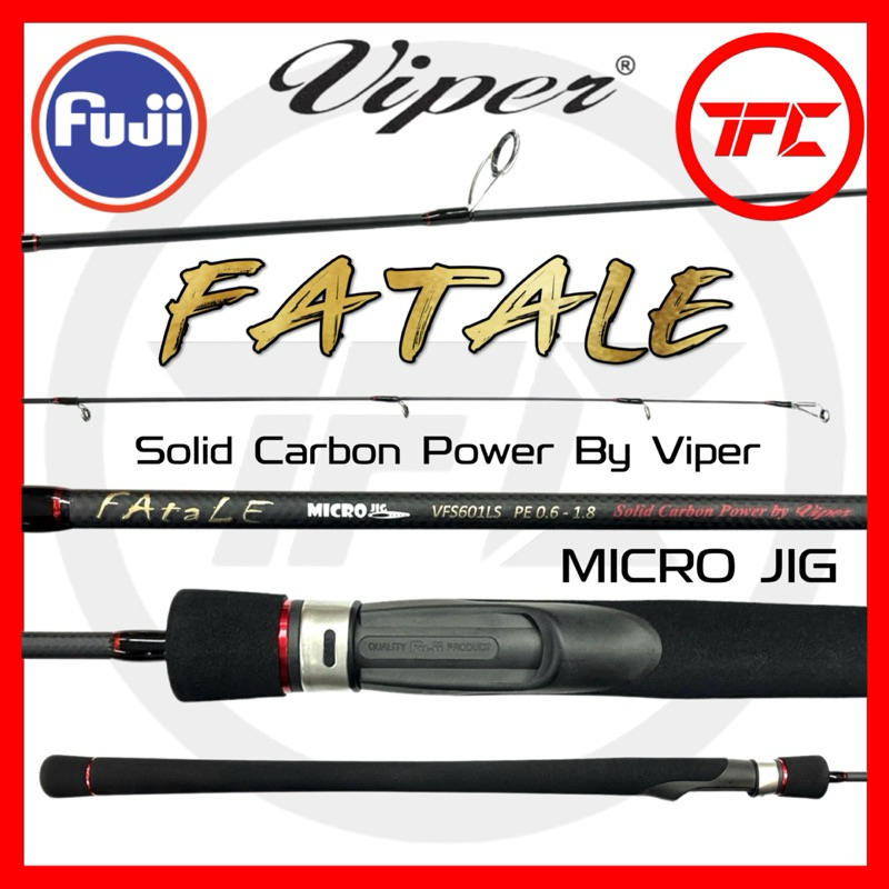 VIPER FATALE Solid Carbon Spinning Fishing Rod Micro Jig UL Ultralight ...