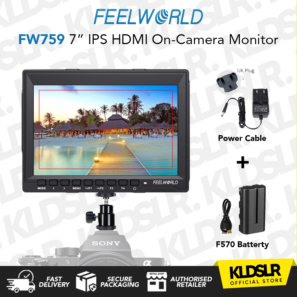 FEELWORLD FW759 7-inch DSLR Camera Field Monitor HD Video Assist Slim ...