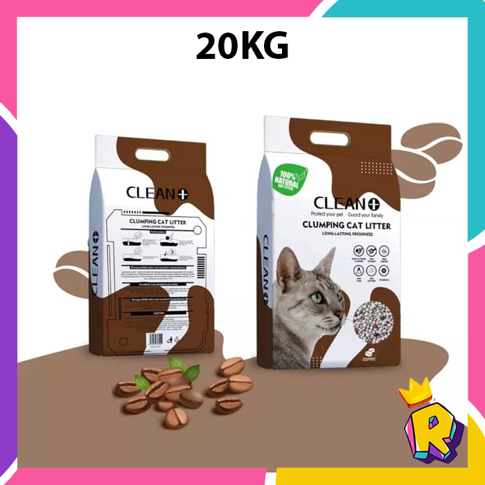 Pasir Kucing Murah Clean+ Clean Plus Bentonite Clumping Cat Litter 20KG ...