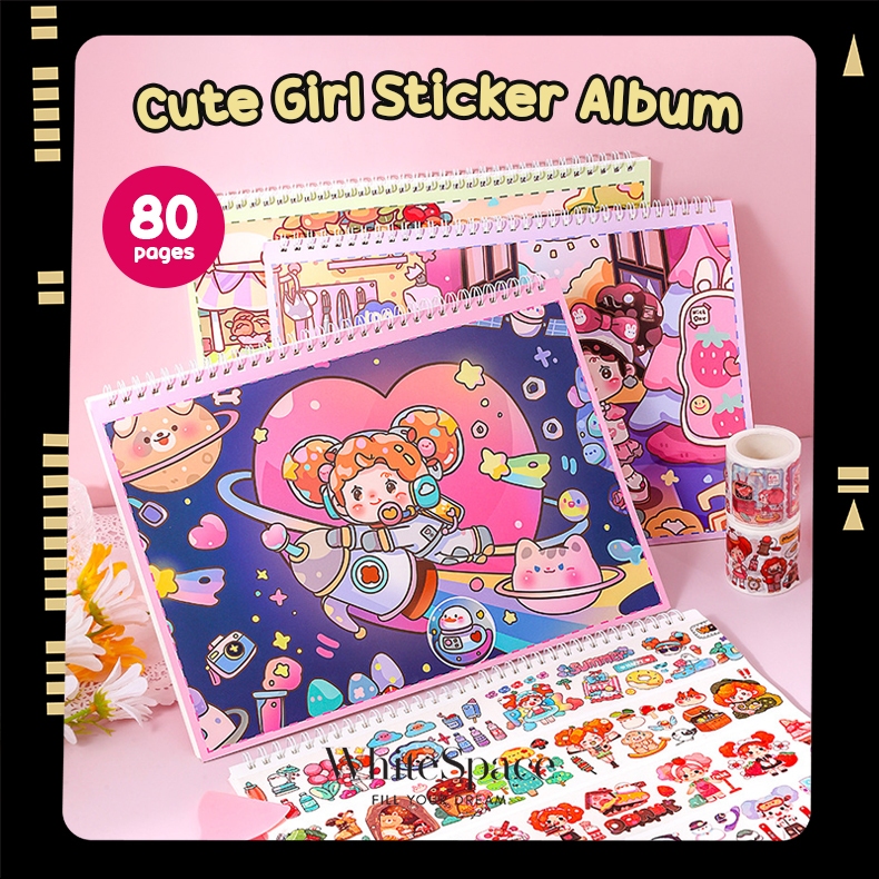 Whitespace A5 A4 Senmu Cute Girl Sticker Album Book Stickers Collection ...
