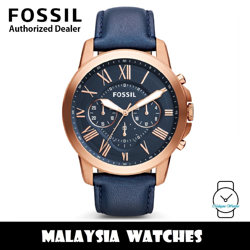 OFFICIAL WARRANTY Fossil Men s FS4835IE Grant Chronograph Navy Leather Watch FS4835 2 Years International Warranty Shopee Malaysia