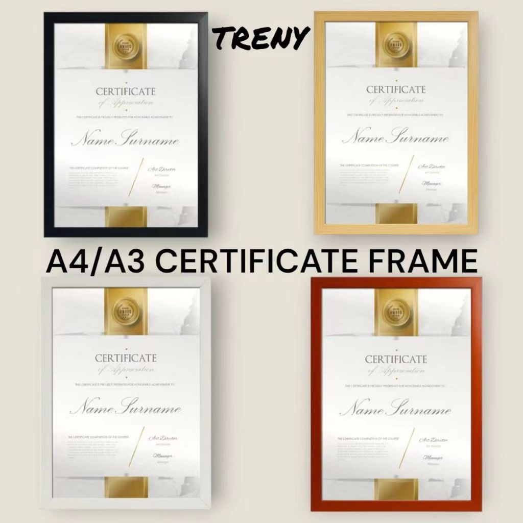 TRENY A3 A4 CERTIFICATE FRAME / BINGKAI GAMBAR / SIJIL / SIMPLE PICTURE ...