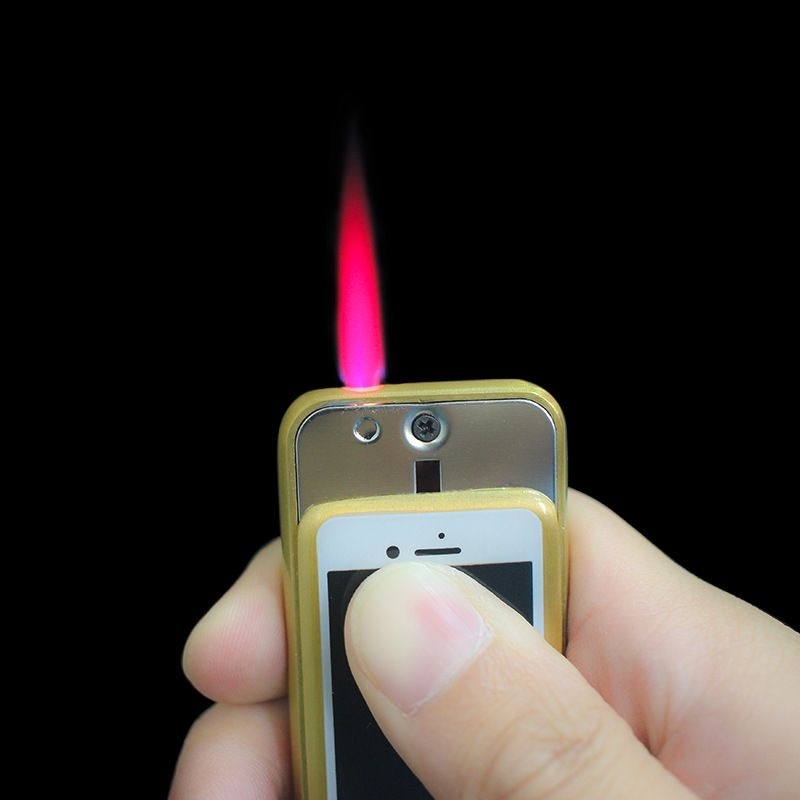 Creative mobile phone jet flame lighter mini style(red pink flame ...