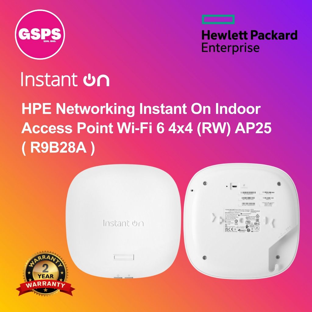 HPE Networking Instant On Indoor Access Point Wi‑Fi 6 4x4 (RW) AP25 ...