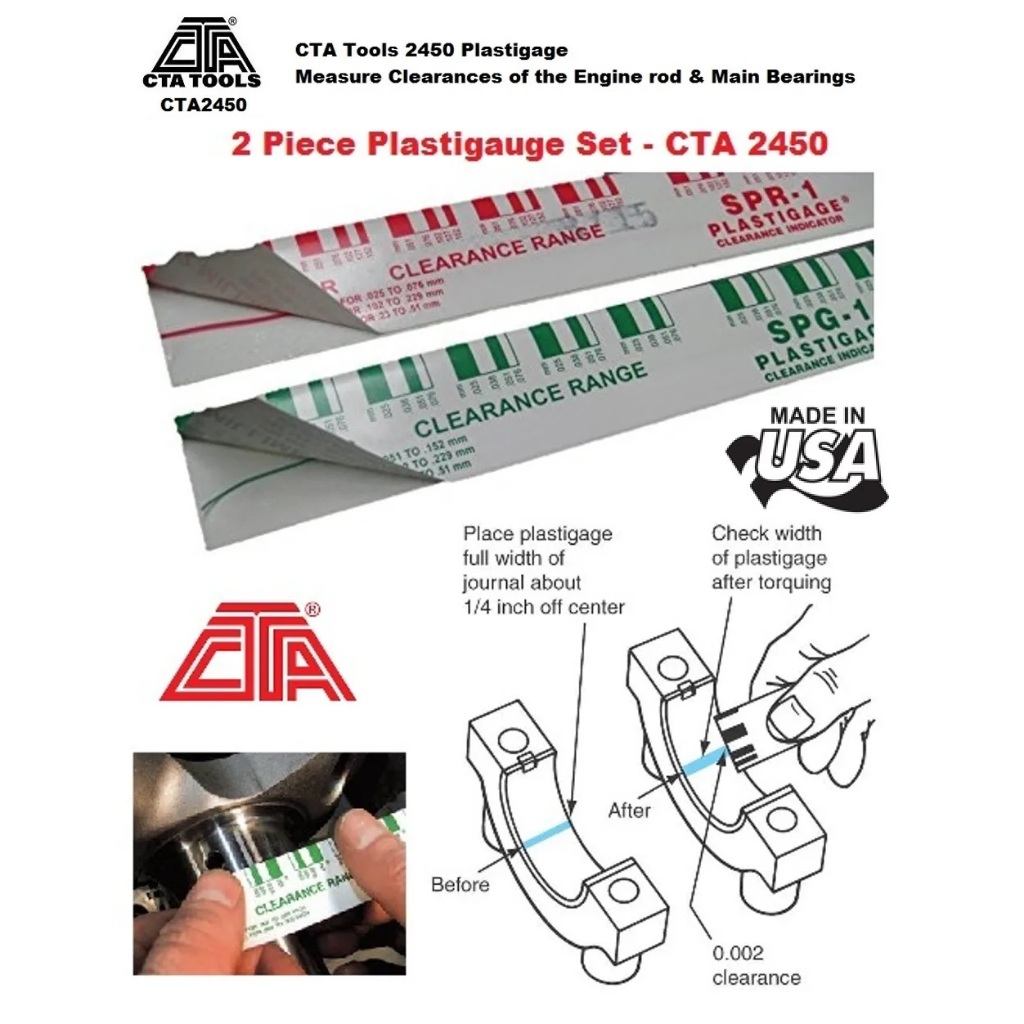 CTA Tools 2450 - 2 piece Plastigage Set (Measures Clearances) | Shopee ...