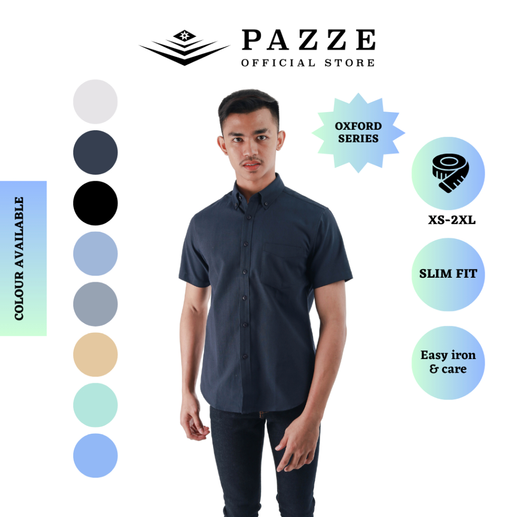 Pazze Exclusive Oxford Short Sleeve Shirt Kemeja Oxford Lengan Pendek ...