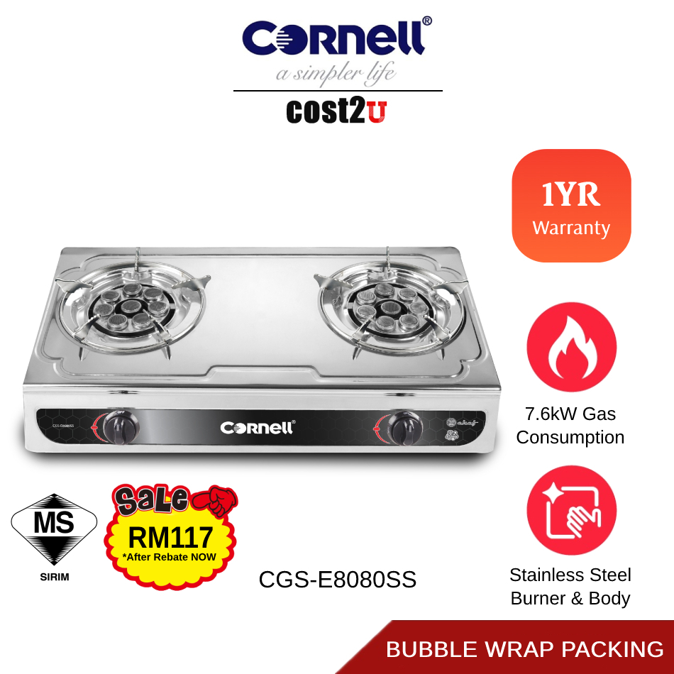 Cornell 8 Jets Burner Stainless Steel Burner Gas Stove CGSE8080SS