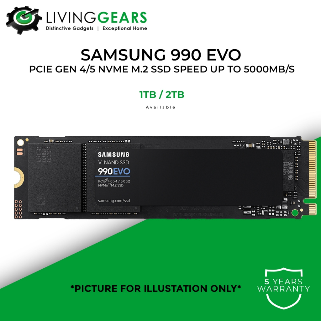 Samsung SSD 990 EVO M.2 PCIE NVME GEN4 5 SSD For Desktop Notebook 1TB 2TB