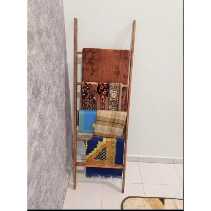 Tangga Hiasan kayu Penyangkut Sejadah Penyidai Ladder decoration rack ...
