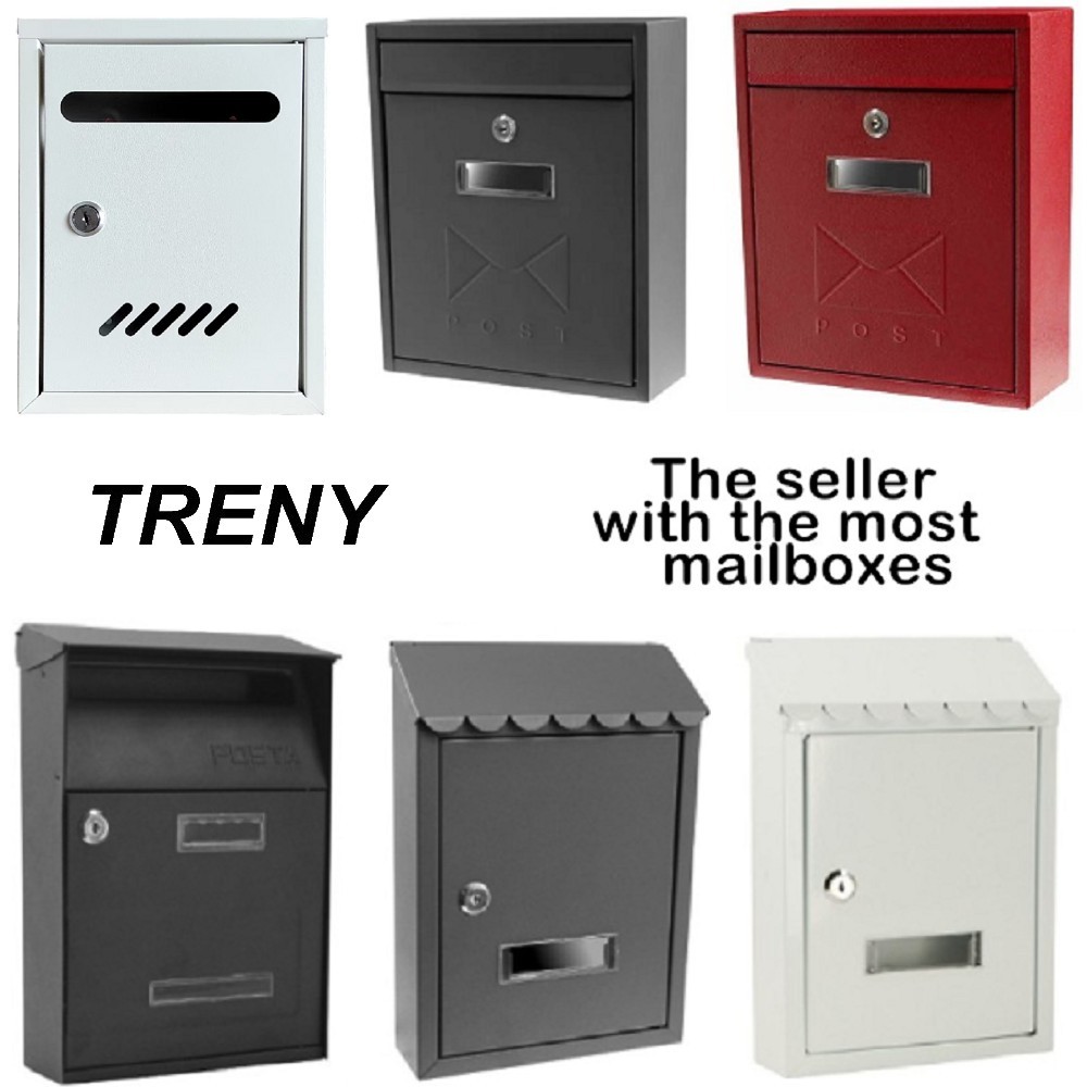 TRENY Coated Letter Box Steel Mailbox Outdoor Mailbox Peti Surat Mail ...