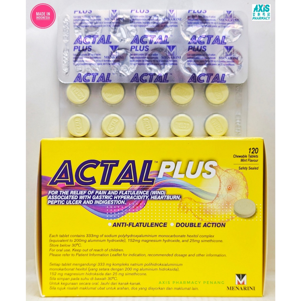 MENARNI ACTAL PLUS ANTI-FLATALENCE AND DOUBLE ACTION CHEWABLE TABLETS ...
