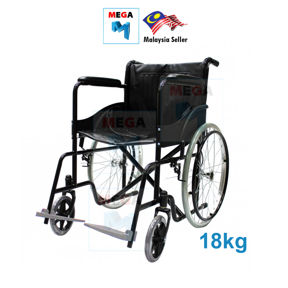 Hospital Standard Wheelchair Kerusi Roda Hitam 19kg Waterproof Seat ...