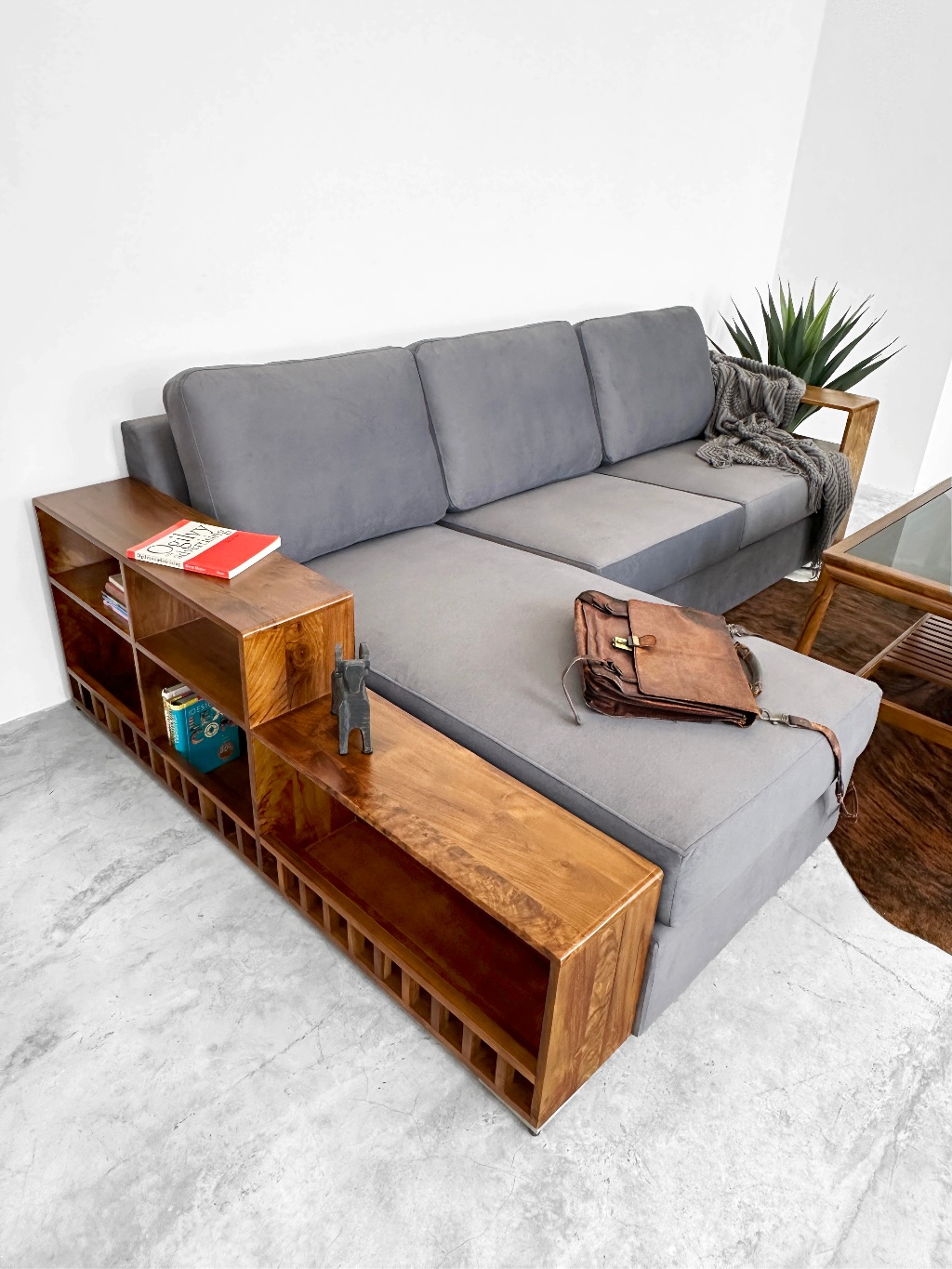 Arturo - Enya Solid Teak Wood L-Shape Sofa | Shopee Malaysia
