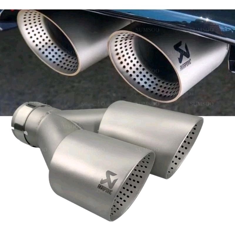 Akrapovic Universal Car Exhaust Pipe Muffler Matte Silver Twin Tip Pipe ...