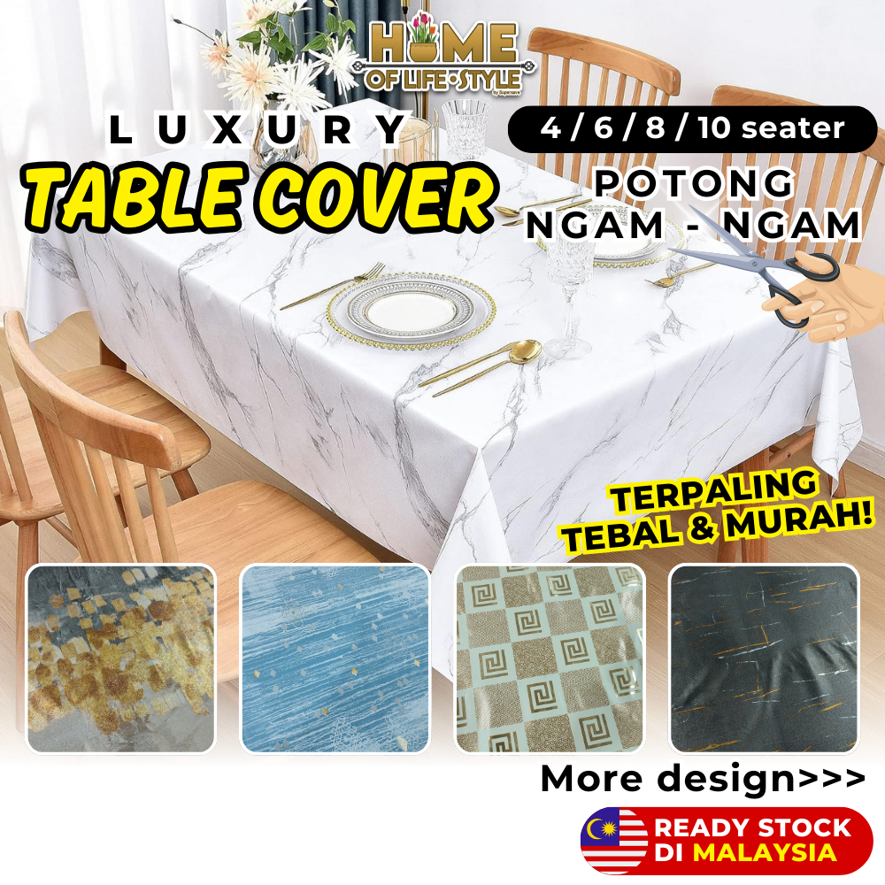 HOLS Luxury Table Cover Table Cloth Alas Meja Tebal Lapik Meja PVC ...